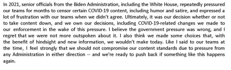 Mark Zuckerberg dénonce les pressions de l'administration Biden pour censurer des contenus Covid-19
