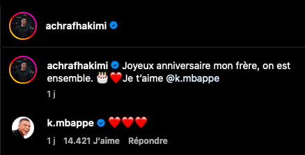 Achraf Hakimi célèbre l’anniversaire de Kylian Mbappé avec un message touchant Achraf Hakimi Capture decran 2024 12 22 a 15.38.01