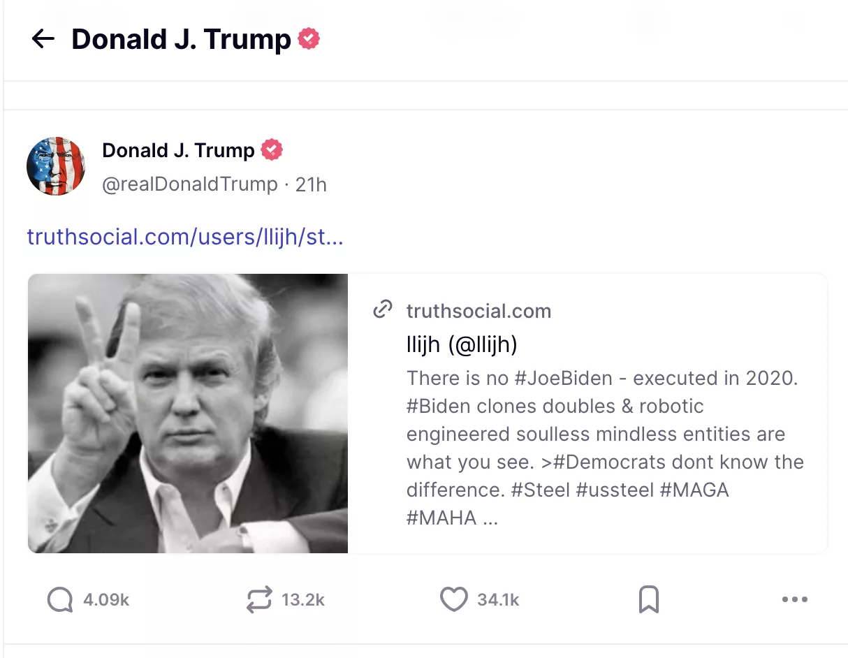 Joe Biden serait-il un clone ? Une vieille théorie complotiste relancée par Donald Trump joe Capture decran 2025 06 02 a 00.21.22