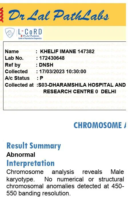 Document. Imane Khelif déclarée biologiquement mâle dans un rapport médical dévoilé Imane Khelif déclarée biologiquement mâle imen khelif