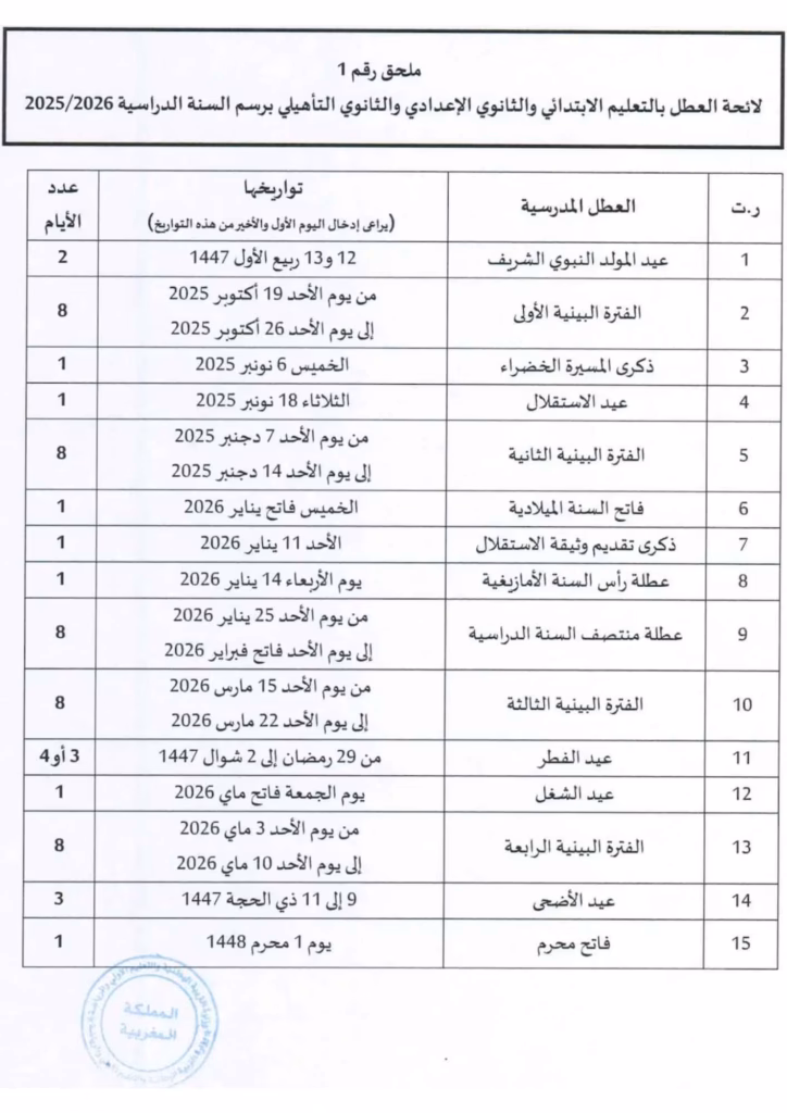 Vacances scolaires 2026 Maroc : congés et calendrier officiel vacances scolaires 2026 maroc vacances scolaires 2026 au maroc