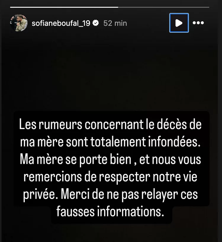 Sofiane Boufal dément les rumeurs sur le décès de sa mère Boufal boufal story