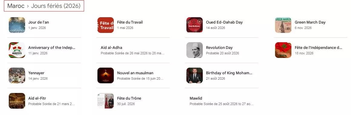 Jours fériés au Maroc 2026 : calendrier officiel, dates confirmées jours fériés au maroc jours fériés et vacances scolaires au maroc