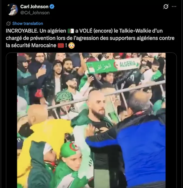 CAN 2025 : Arrestation du supporter algérien qui a volé un talkie-walkie au stade de Marrakech algérien talkie walkie CAN algerien voleur