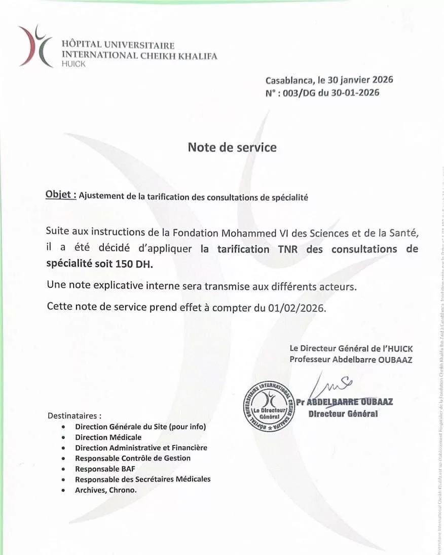 L’hôpital Cheikh Khalifa divise par deux le tarif des consultations spécialisées khalifa hopital cheikh khalifa 1