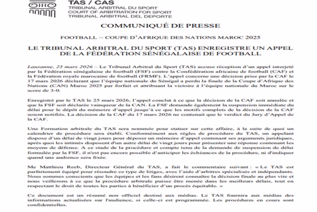 CAN 2025 : le Sénégal conteste la victoire du Maroc et saisit le TAS CAN 2025 CAN 2025