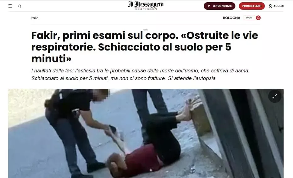 Décès d'Abderrahim Fakir en Italie : les premiers résultats de l'autopsie évoquent une possible asphyxie Décès d'Abderrahim Fakir en Italie Décès d'Abderrahim Fakir en Italie