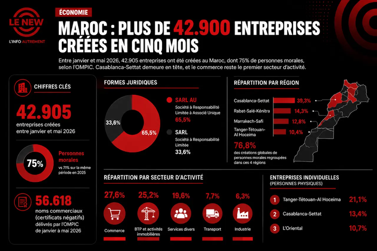 Maroc : plus de 42.900 entreprises créées en seulement cinq mois Maroc stats